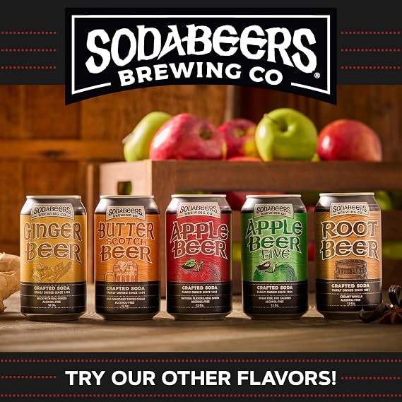 Apple Beer | SodaBeers Brewing Co | Alcohol-Free, Gluten-Free Crafted Soda Made With Natural Apple Flavors and Real Sugar, Refreshing Fruit Beverages (12 Cans)