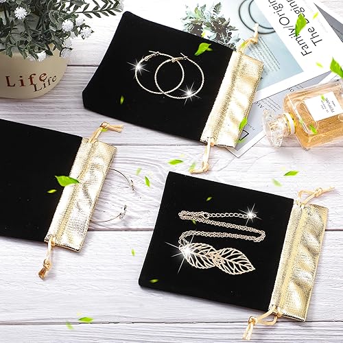 Miniatura 3 de Frienda 30 bolsas de regalo de terciopelo con cordones de 6 x 5 pulgadas, bolsas de joyería con cordón para dulces, bolsitas para recuerdos, bolsa