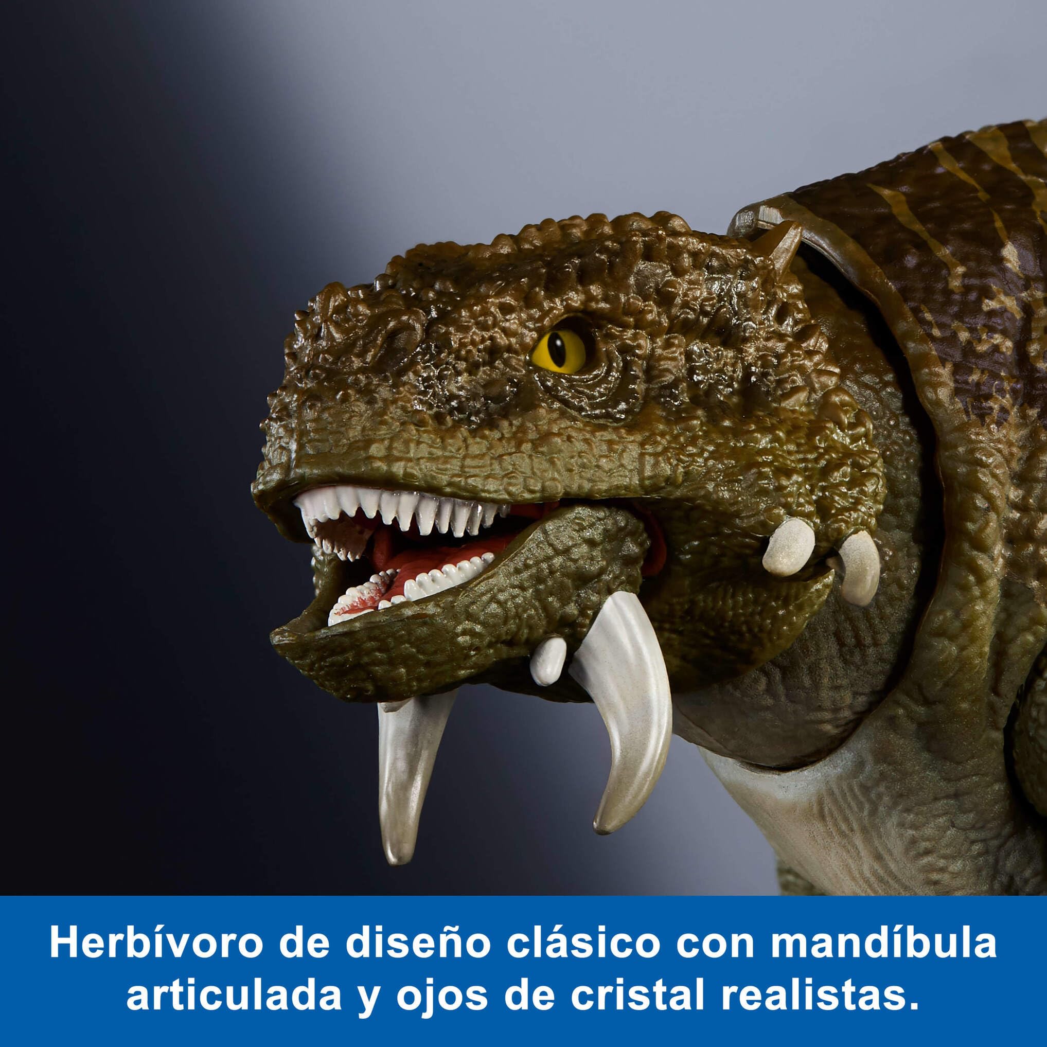 Mattel Jurassic World Colección Hammond Escutosaurio Figura de acción de dinosaurio, diseño de primera calidad con ojos de cristal y 14 puntos de articulación, JDJ08
