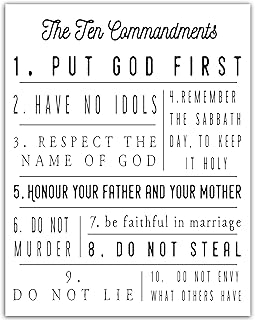 10 Commandments Wall Art Poster - Ten Commandments Wall Decor - 10 Commandments For Kids Poster - Christian Wall Art For Kitchen Bedroom Bathroom - 10 Commandments Tablets Poster Moses - Psalms Decor Catholic Ten Commandments Wall Art - 10 Commandments Decor - 11x14 Unframed