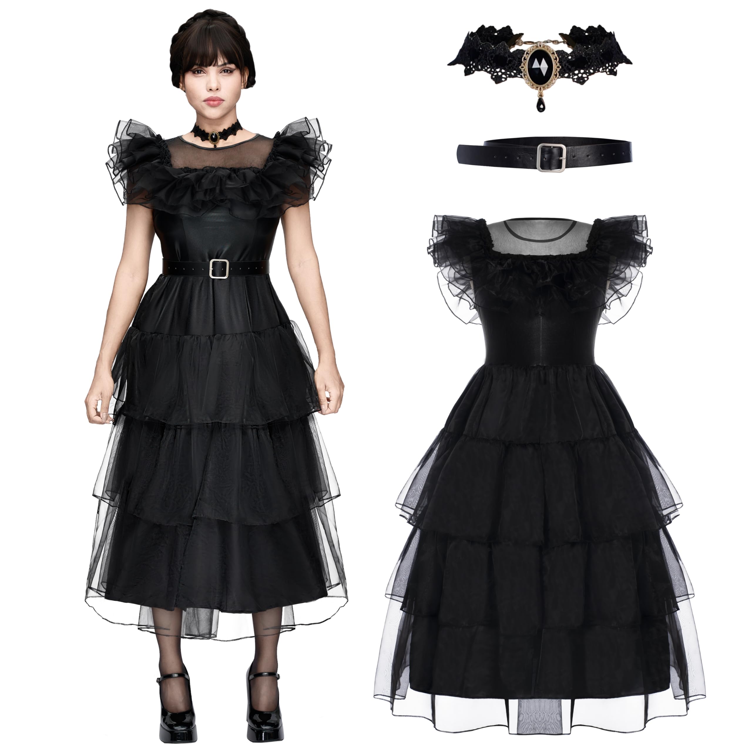Spooktacular Creations Schwarzes Damen-Ballkleid-Kostüm im Vintage-Stil - Halloween-Kostüm für Frau 2024 - Trendiges Kos