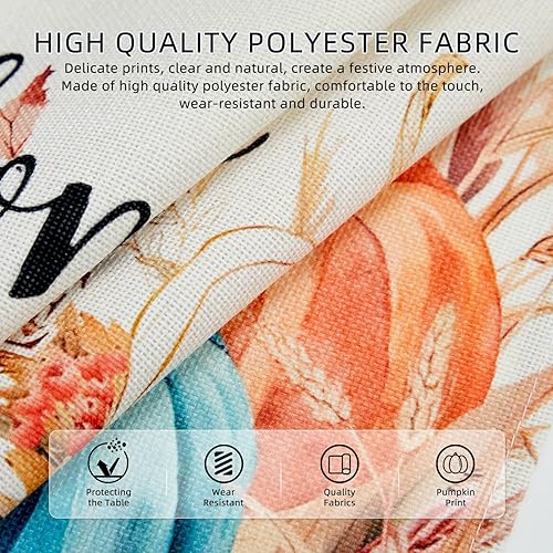 Miniatura 5 de Camino de mesa de otoño de Acción de Gracias de 72 pulgadas de largo, cosecha de calabaza, decoración de mesa de comedor de cocina de otoño para