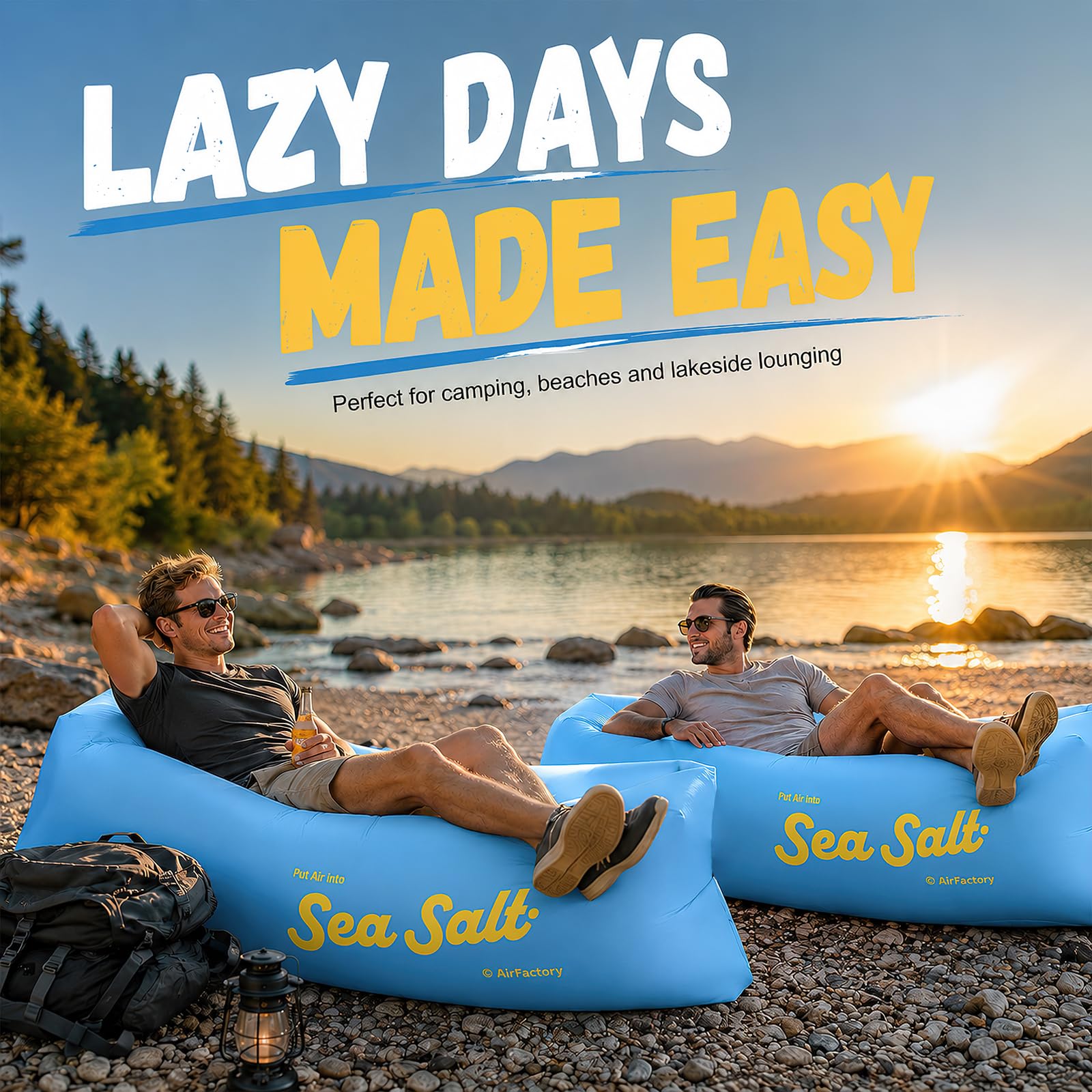 Canapé Gonflable, Fauteuil Plage Gonflable, Canapé Camping Gonflable, Canapégonflable Portable, Lounge BedGonflable, Pouf Gonflable, Clic Clac pour Plage, Voyages, Camping, Pique-Niques