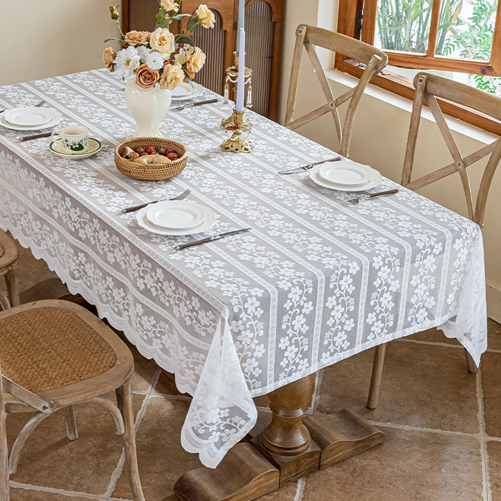 Tovaglie Lavabili Antimacchia Rettangolare Poliestere 150x180 cm Bianco