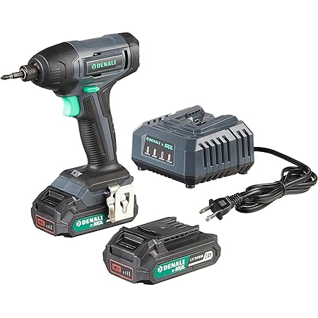 Amazon Brand - Denali by SKIL 20V Cordless Impact Driver Kit with (2) 2.0Ah Lithium Batteries and Charger