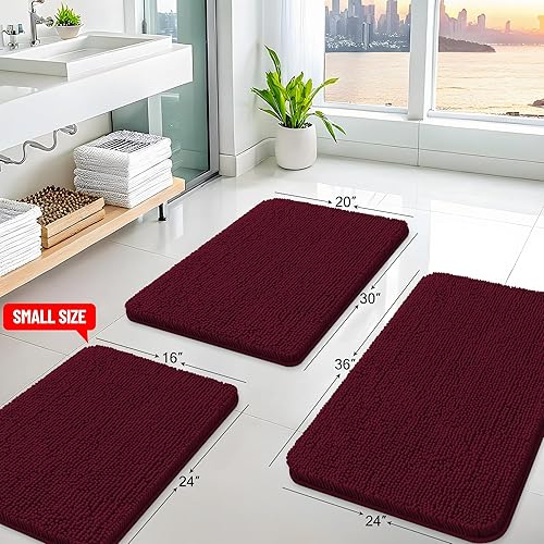 Miniatura 2 de Arotive Alfombras de baño de felpilla de 24 x 16 pulgadas, extra suaves, absorbentes, peludas, lavables a máquina, tapetes de baño de felpa TPR