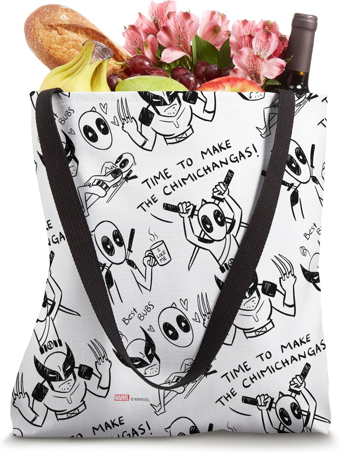 Marvel Studios Deadpool & Wolverine Toony Doodles Pattern Tote Bag
