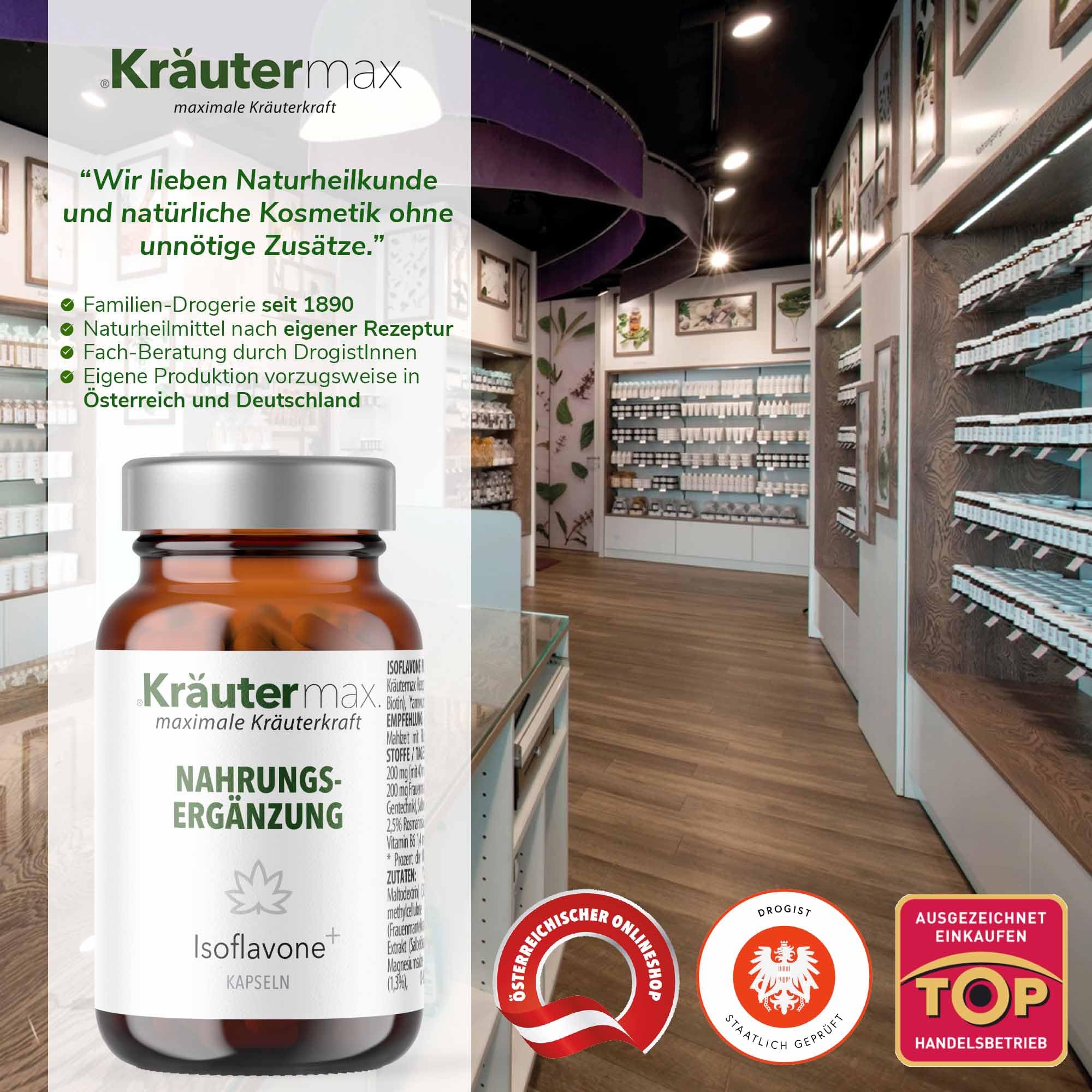 Kräutermax Soja Isoflavone & Yamswurzel Kapseln, plus Frauenmantel, Salbeiund Vitamin B, Vegan, 60 Kapseln