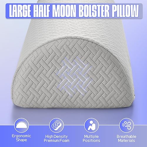 Miniatura 3 de Almohada de rodilla para dormir de espalda, almohada de apoyo debajo de las piernas para dormir de espalda, almohada de media luna para la parte