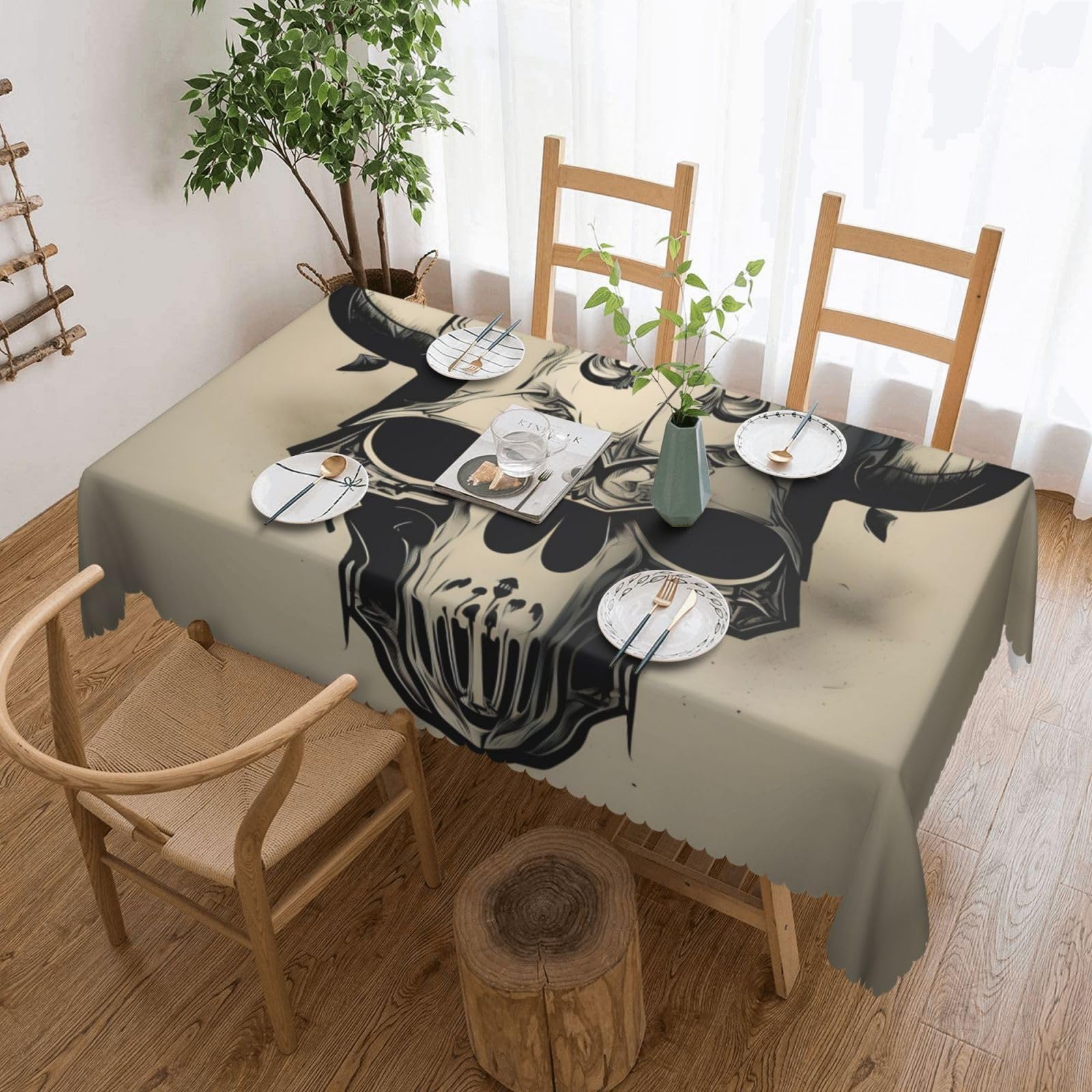 Nappe crâne de taureau rectangulaire tissu anti-tache pour salle à manger