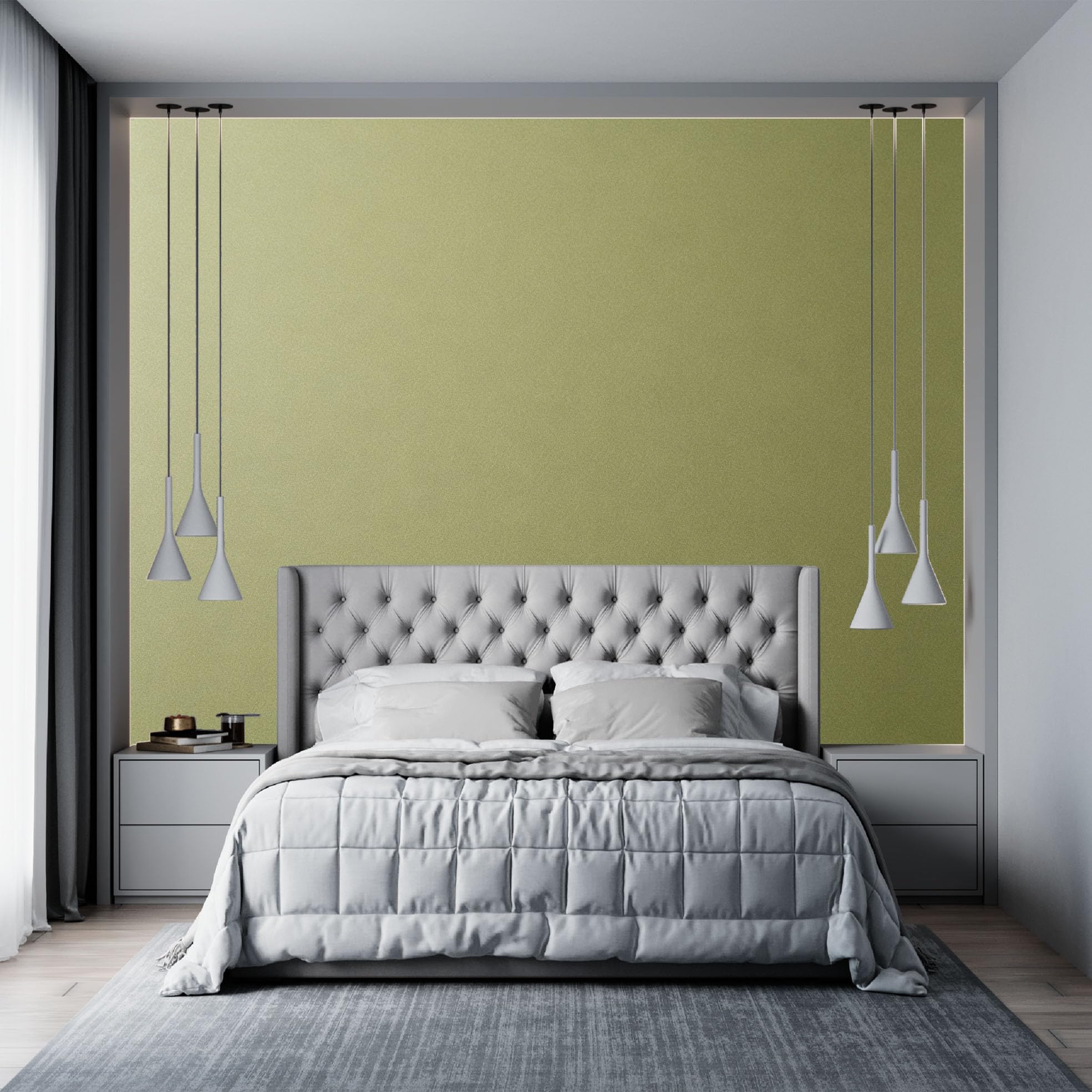Papier peint vert sauge amovible pour créer une chambre cocooning