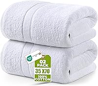 Utopia Towels Jumbo Bath Sheets 2 Pack, 600 GSM Ring Spun Cotton, 35x70 Extra Large Absorbent Quick Dry Super Soft White Bath Towels