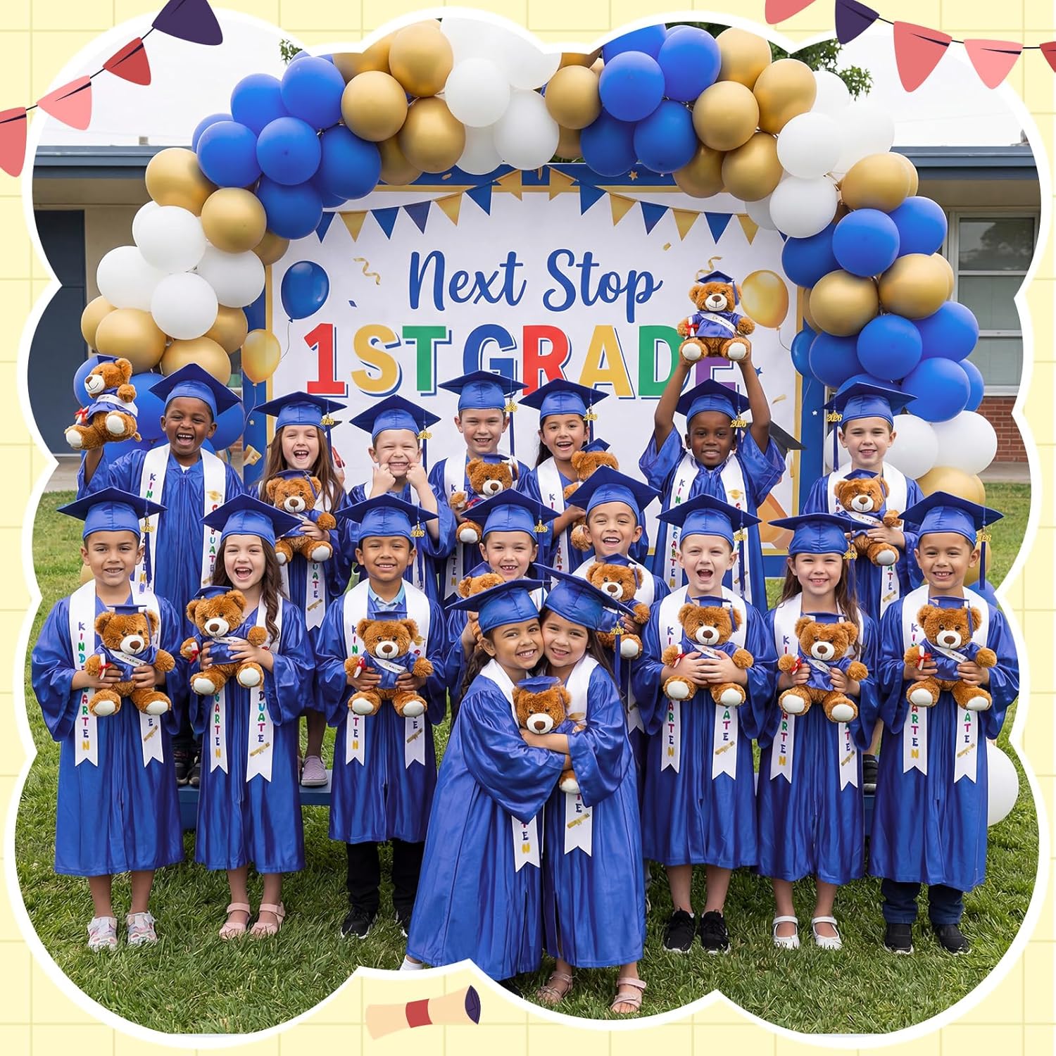 Sintuff 7 Pcs Kindergarten Graduation Gown Cap 2026 Preschool Graduation Accessories Stole Tassel Sash Charm Bear Gifts