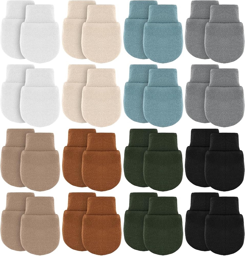 16 Pairs Unisex Newborn Mittens Newborn Baby Cotton Mittens for Baby Boys Girls 0-6 Months