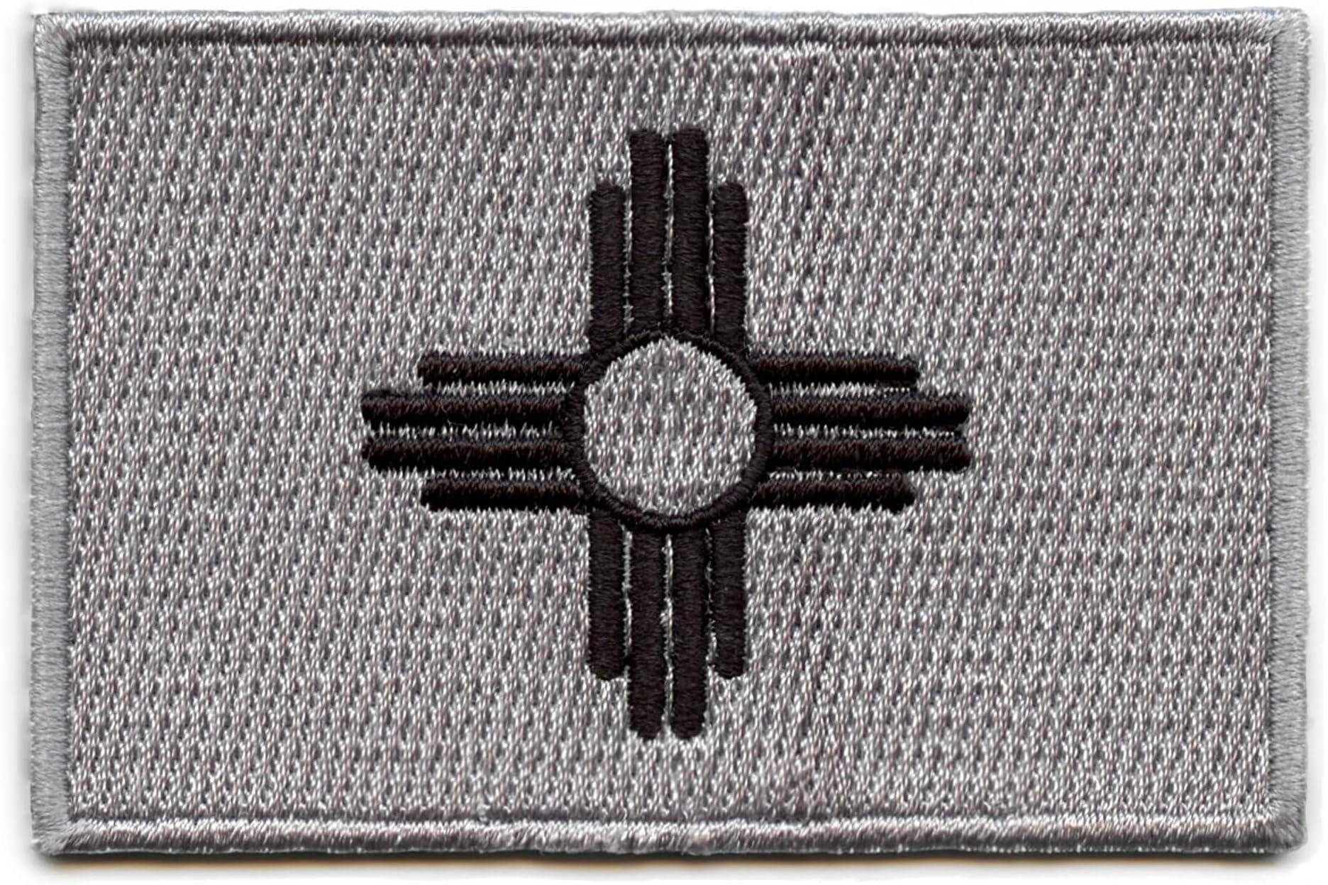 New Mexico Patch State Flag Grayscale Embroidered Iron On
