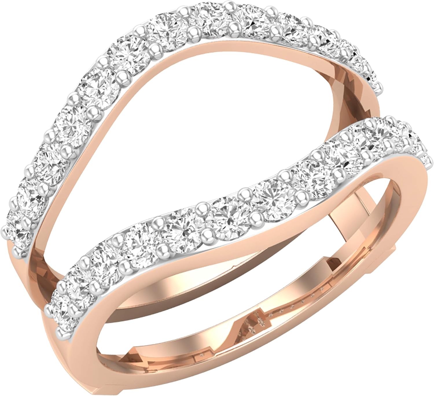 Dazzlingrock Collection 1.00 Cttw Round Lab Grown Diamond Womens Wedding Enhancer Guard Double Ring, Available in 10K/14K/18K Solid Gold & 925 Sterling Silver