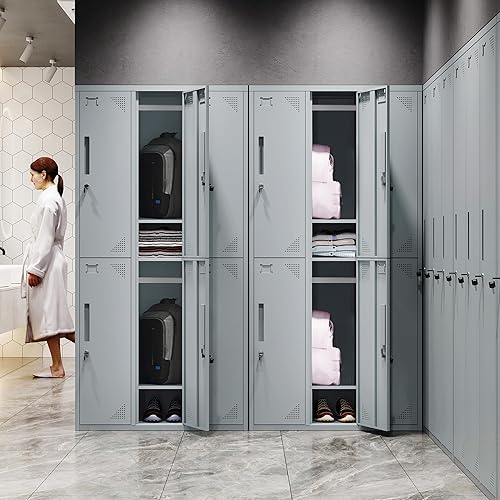 Vista 64 de Letaya Armario de almacenamiento de metal para empleados, armario organizador de acero con cerradura de 1 puerta para trabajo, escuela, gimnasio