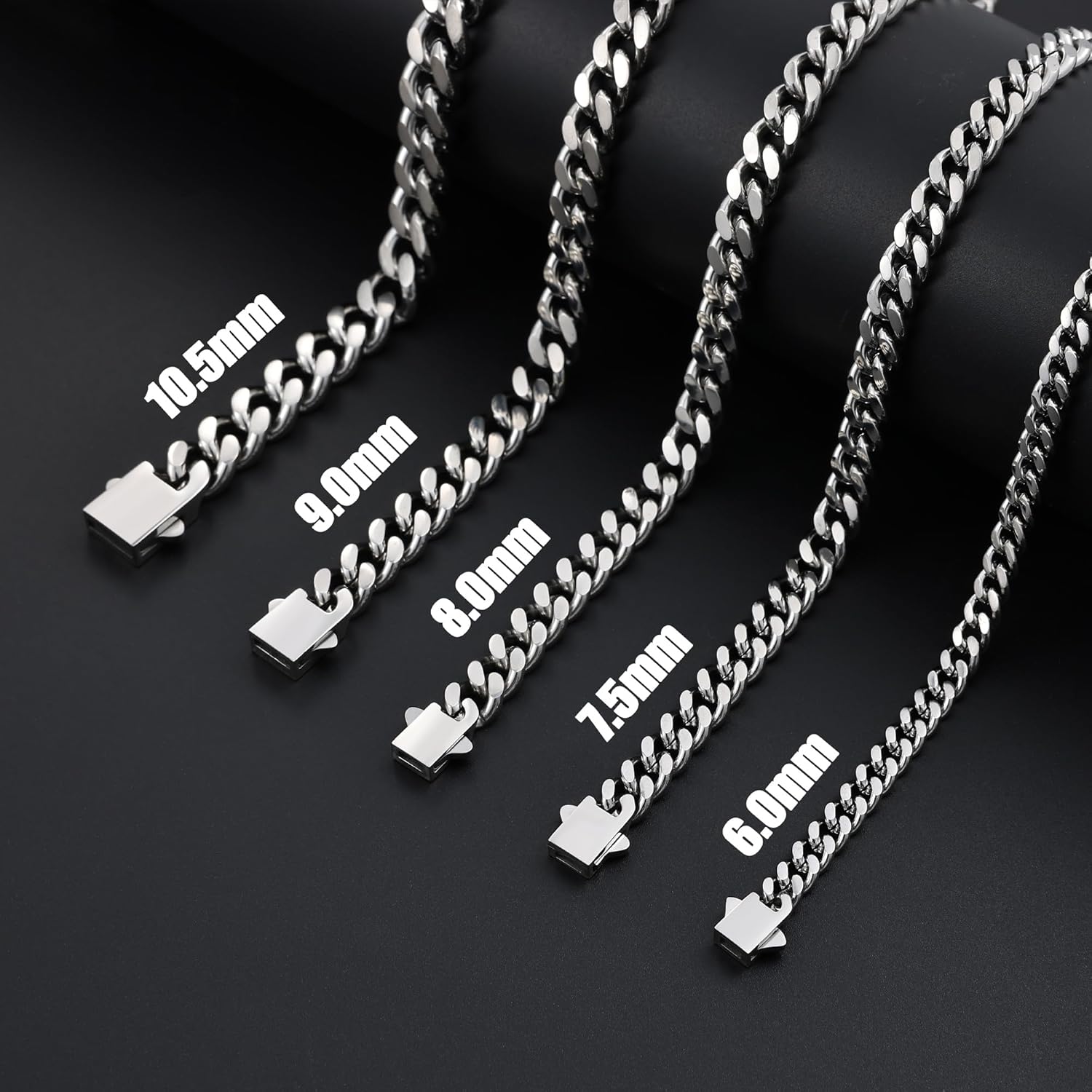 Fiusem Silver Tone Chain Necklace for Men, 9mm 14K Silver Plated Stainless Steel Cuban Link Chain Necklace, Men's Chains 22 Inch - Image 8