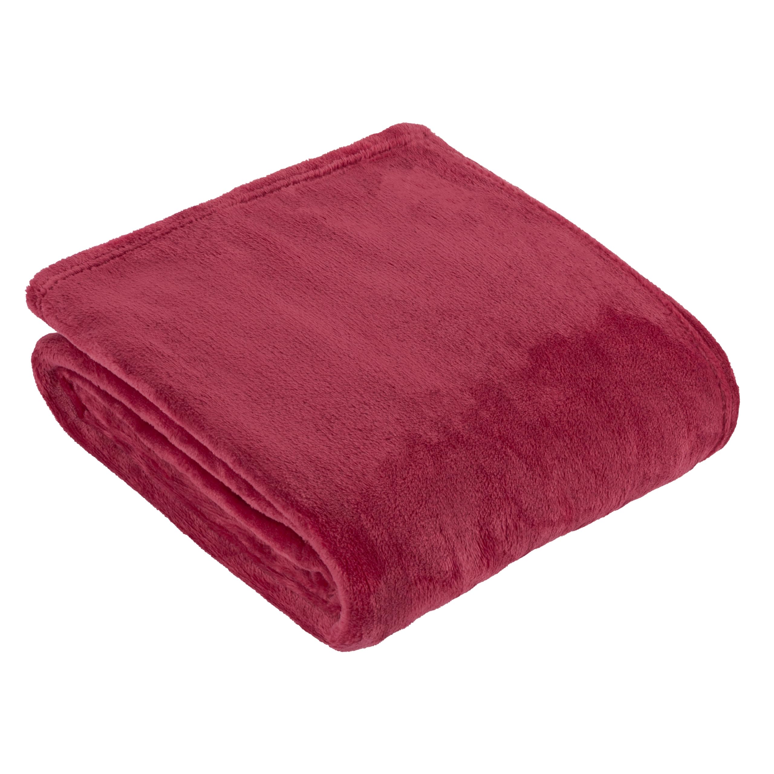 furn. Harrow Fleece Throw – Silky Soft Lightweight Flannel Blanket for Bed or Sofa (Berry - 140x180cm)