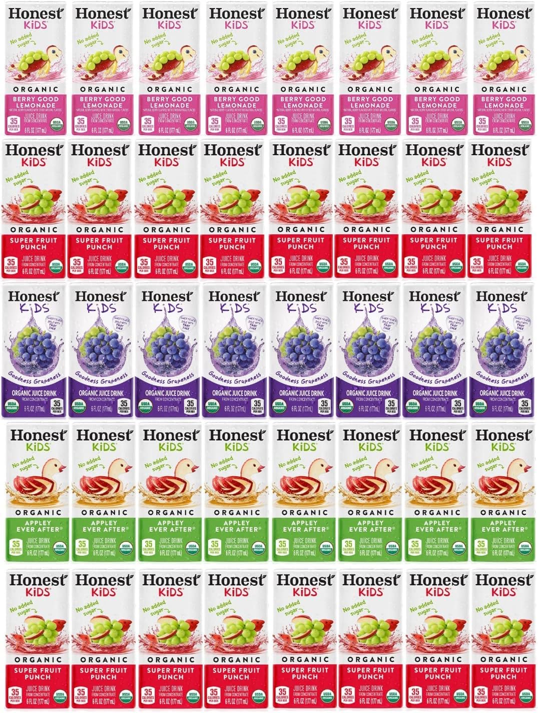 Honest Kids Organic Juice Drink Assorted Variety Pack, 6 Fl Oz, (40 Count)