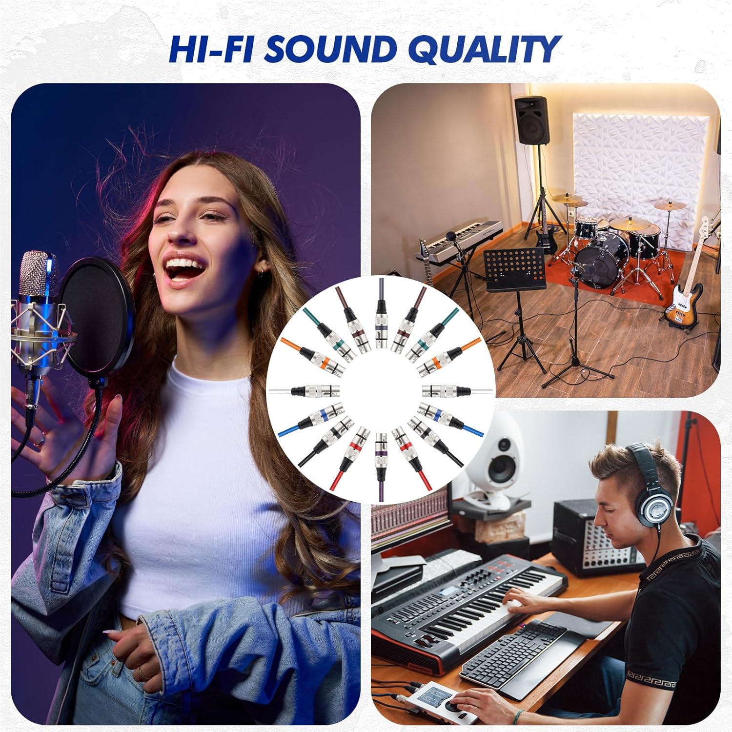 20 Pcs 3 ft XLR Microphone Cable 3 Pin Balanced XLR Male to Female Microphone Cable Oxygen Free Copper (OFC) Mic Cord for Mic Mixer, Recording Studio, Speaker Systems, Multi Colored