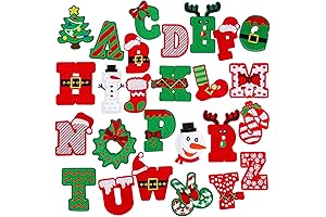 Whaline 26Pcs Christmas Letter Patches: Festive Embroidered Alphabet Appliques