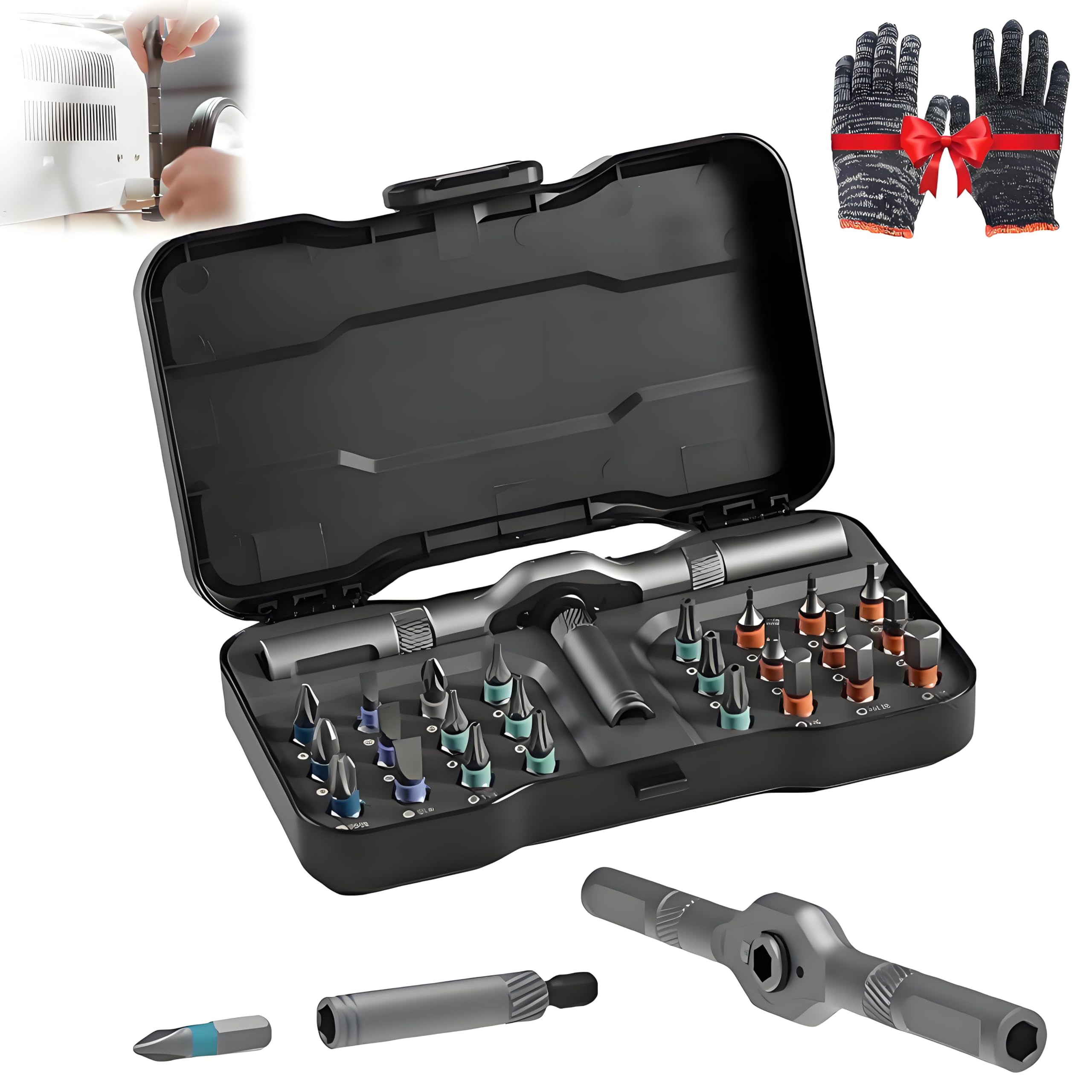 Screwdriver, Ratchet 24-in-1 Screwdriver Set, Ailsion Magnetic Hex Key Ratchet Set, DIY Handle Detachable Versatile Toolbox, Mixture T Handle Compact Portable Mech Tool (1PC) — image 1