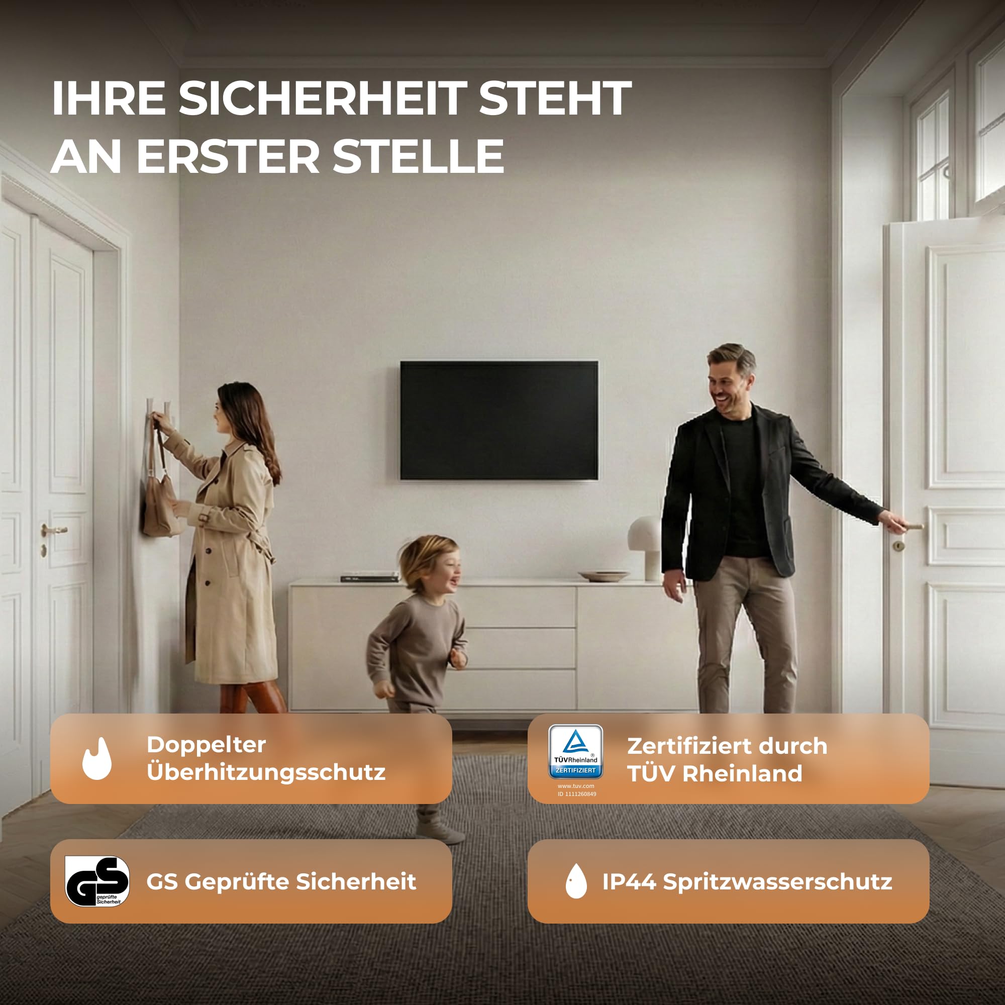 BR Bringer® Infrarotheizung 700 W Thermostat Fernbedienung
