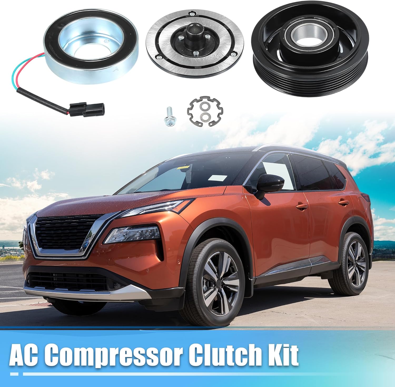 uxcell AC Compressor Clutch Set Replace for Nissan Rogue 2008-2015 A/C Clutch Repair Assembly