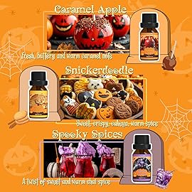ARVIDSSON Halloween Fragrance Oils Set, Fall Essential Oils for Diffuser - Pumpkin Pie, Spiced Cider, Caramel Apple, Candy Corn, Snickerdoodle, Spooky Spices, Autumn Scented Oil Gift for Women