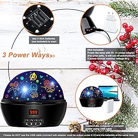 MOKOQI Kid Light Projector Superhero Toys for Boys 5-7 Avengers Night Light Projector with Timer for Kids Room, 360 Degree Rotation Toddler Nightlights with Spiderman Figurine Star Lamps
