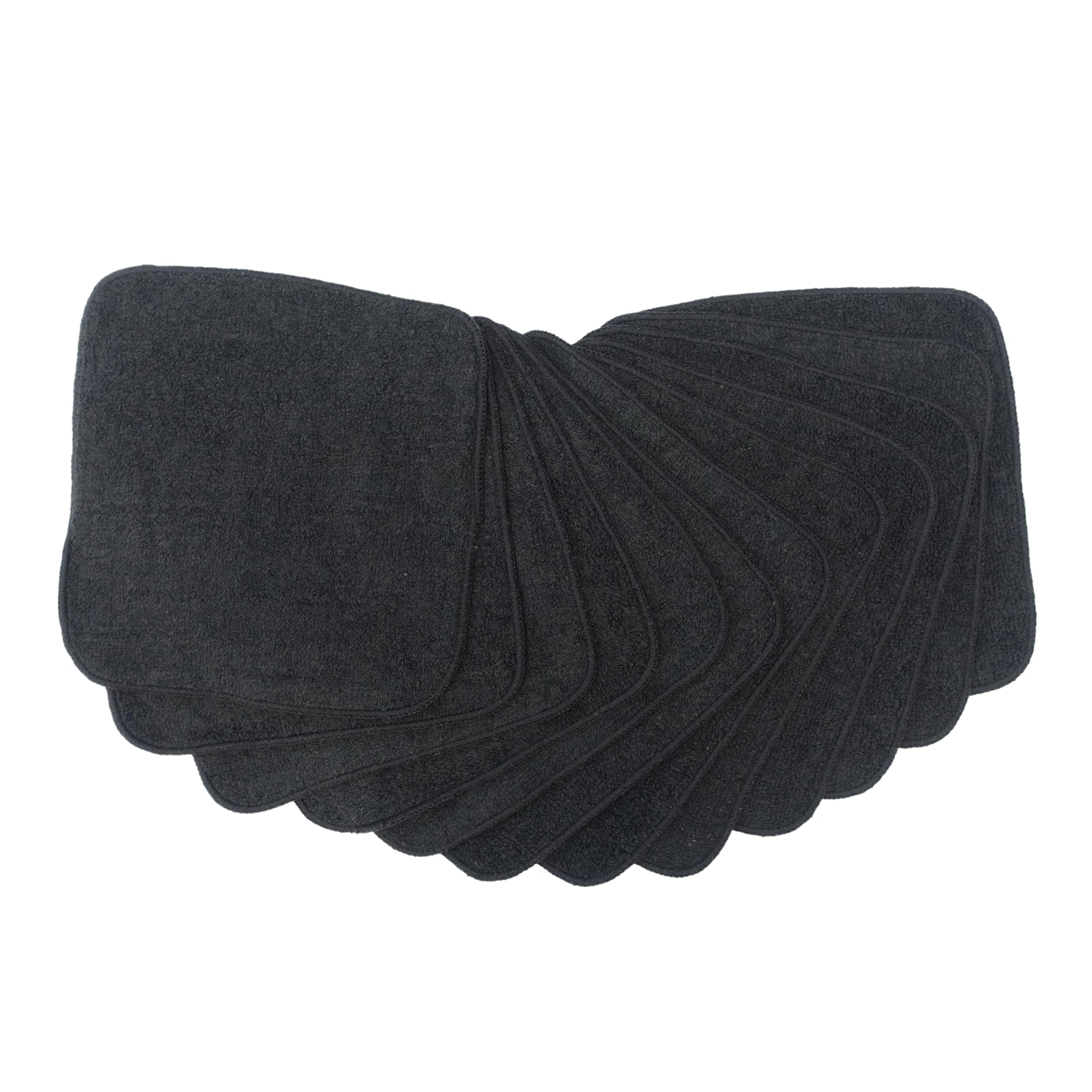 MuslinZ Bamboo Cotton Terry Wipes 20x20 cms Face Cloth Washable reuseable Baby Wipes (Black), 20cms - Image 2