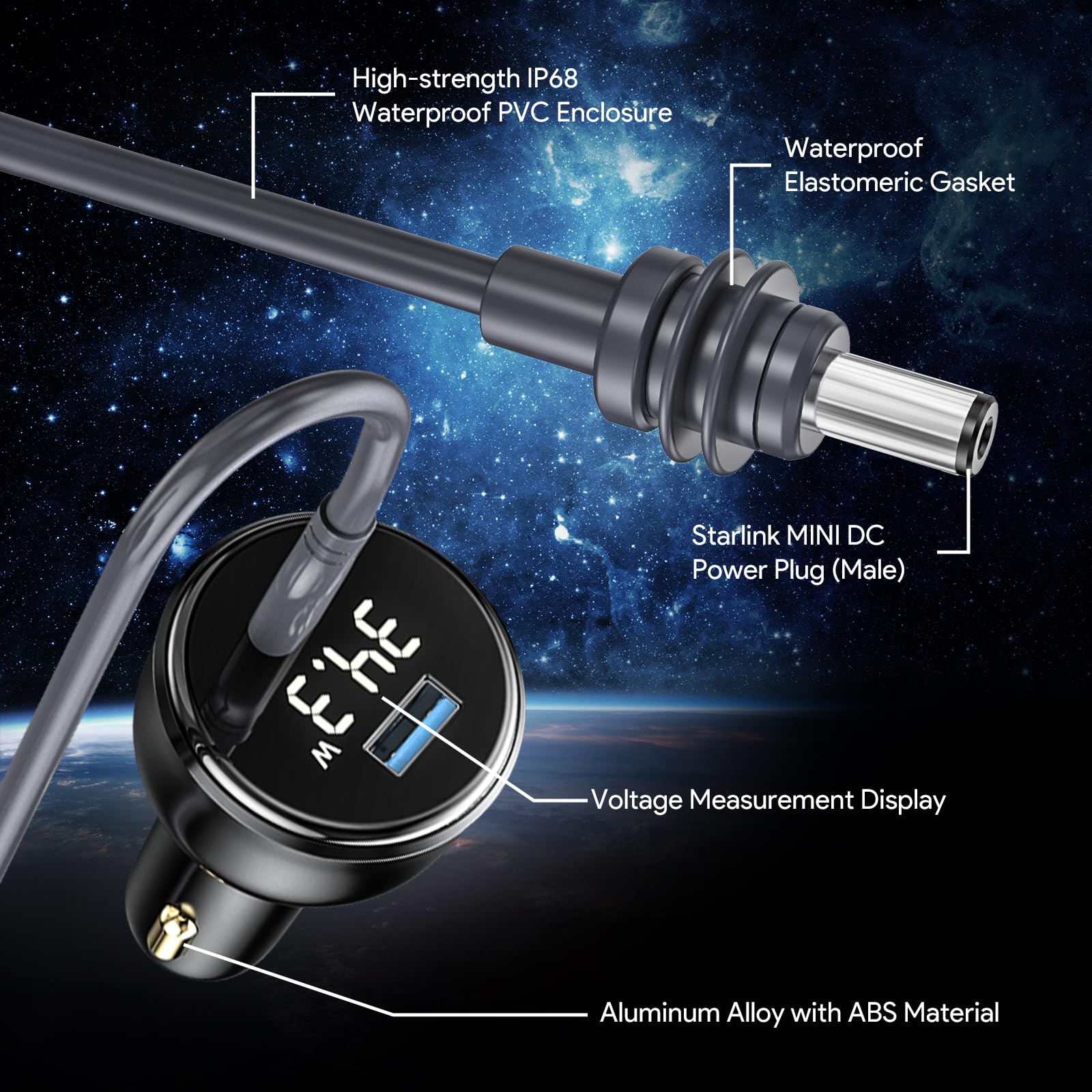 XLTTYWL Starlink Mini Adattatore 12V, Convertitore Booster DC a DC 144W, da 12V a 48V 3A Alimentatore Star link Mini con Cavo DC 5 x 2,1 mm per Mini Star link Dishy(3 m/10 piedi)