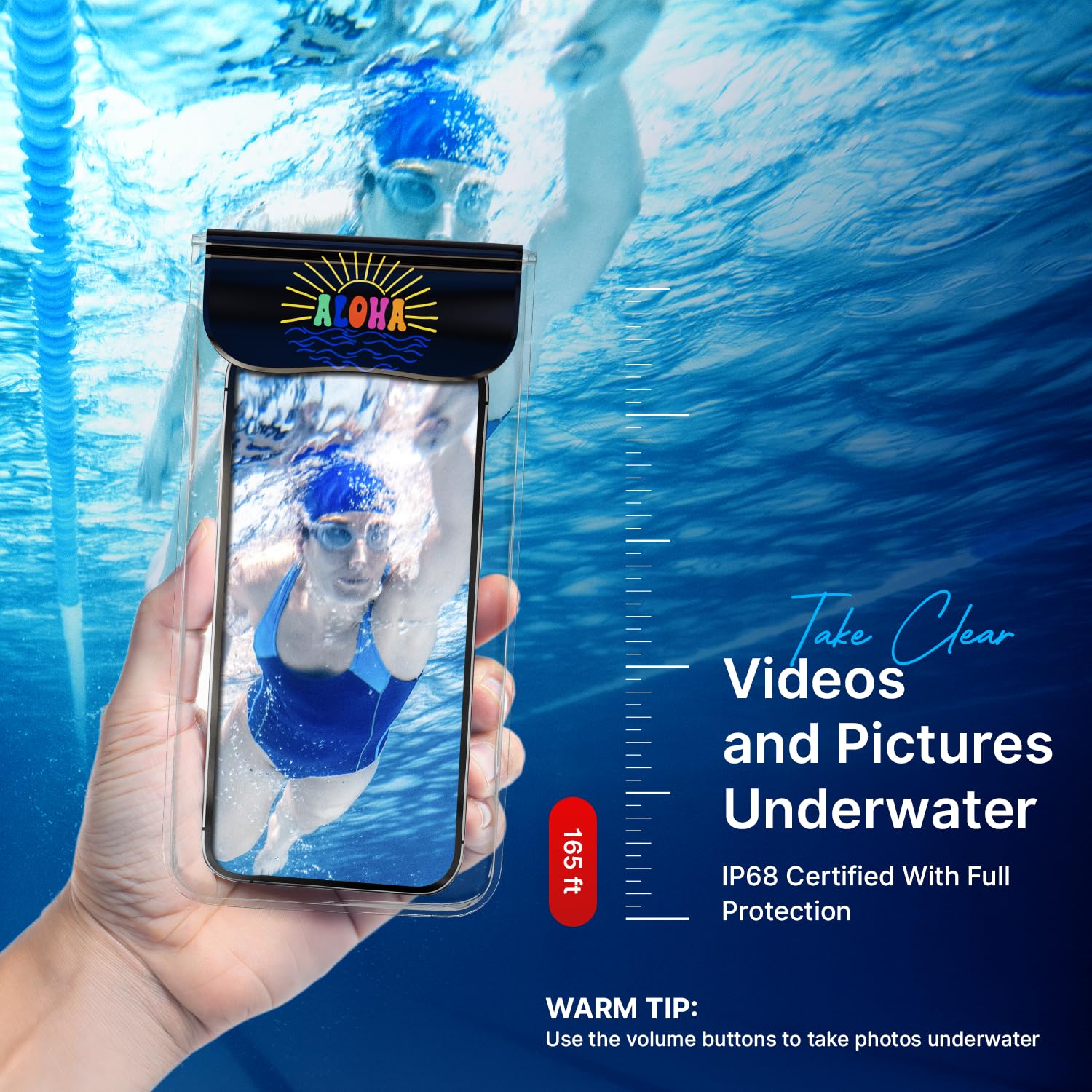 Pelican Marine - IP68 Waterproof Phone Pouch (Regular Size) Floating Waterproof Phone Case - Beach Cruise Ship Travel Essentials - Works With All Phones - Detachable Lanyard - Black/Hi-Vis Yellow