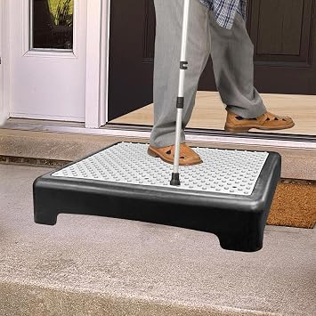 Mobility Step Stool, 3.3" Height Portable Multi-Functional One Step Stool for Adults & Toddlers, Sturdy and Anti-Slip Step Platform for Car, Bathroom, Bedside, Stairs, Black & Grey
