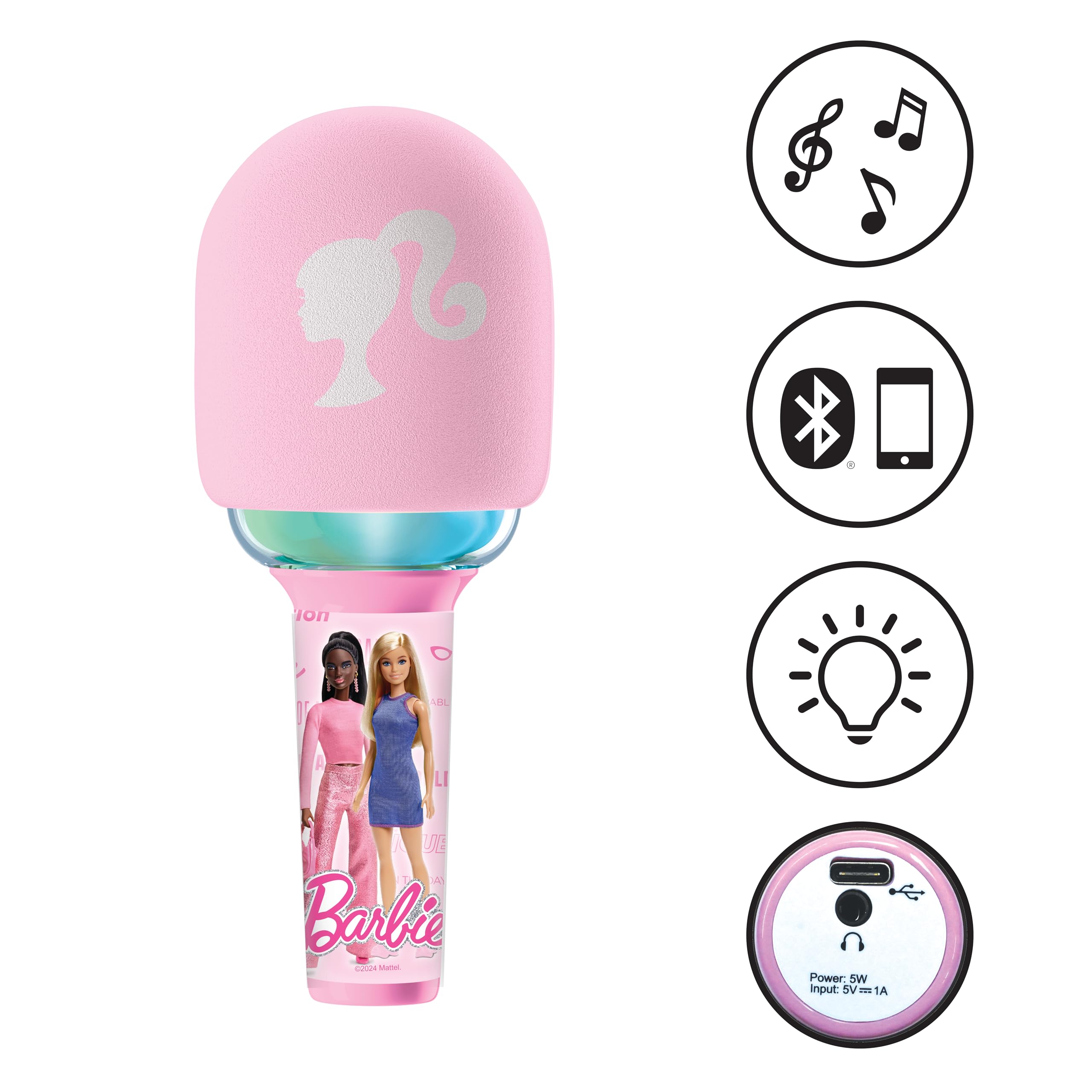Lexibook Microphone Bluetooth® La Reine des Neiges 2 Elsa Anna Olaf avec fonction Changement de voix, Porte-téléphone inclus, Enceinte intégrée, Bleu – MIC240FZ