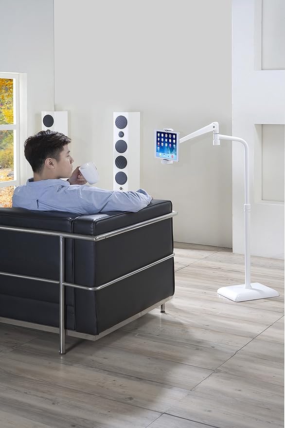 Soporte de piso para tablet IDEE con base pesada 360 grados blanco miniatura 4