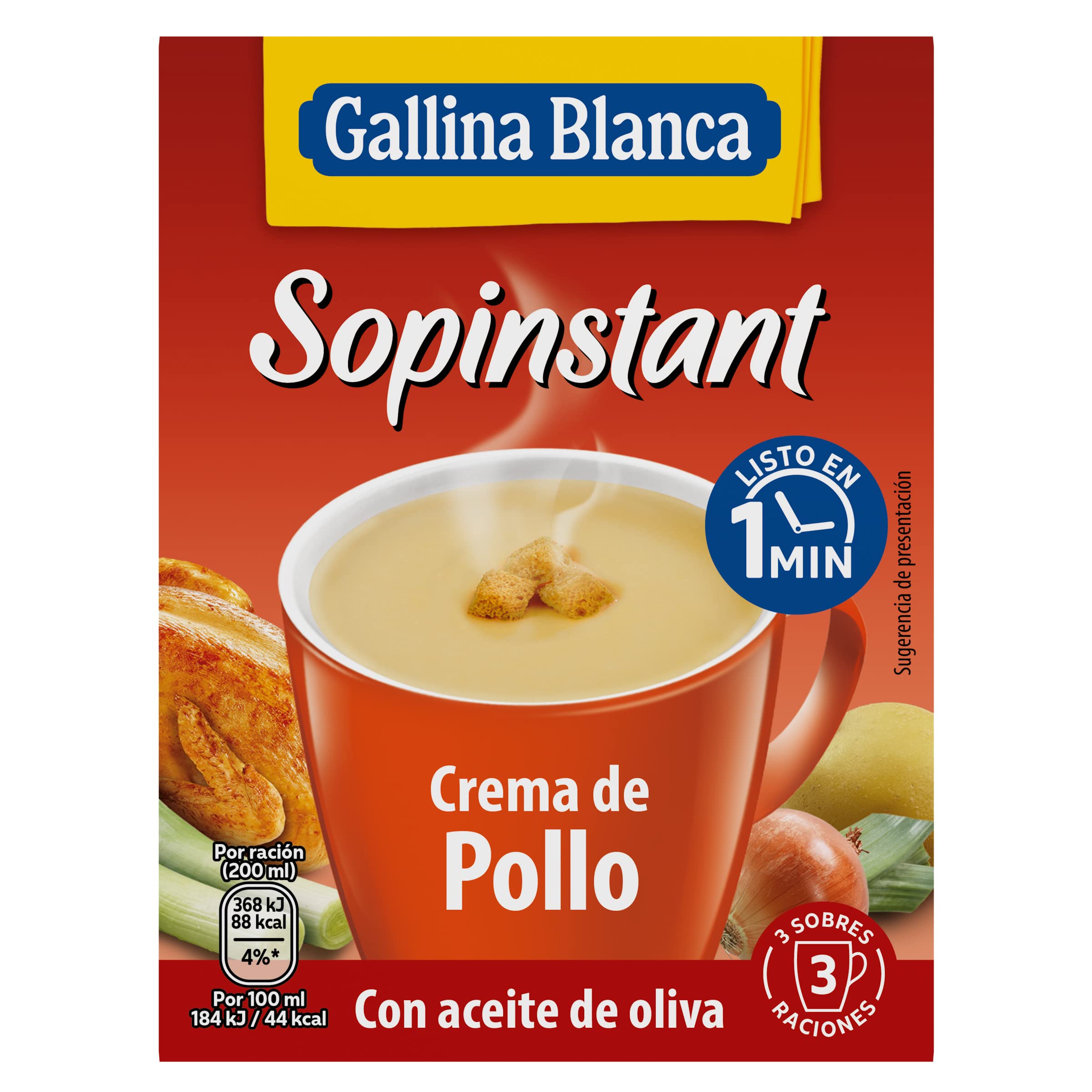 Gallina Blanca Sopinstant Crema de Pollo con Picatostes, 63 Gramos - 2