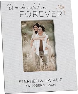 Personalization Universe We're Engaged Personalized Picture Frame - Photo Frame - Home Decor - Wedding and Engagement Gifts for Couples - Custom Name & Date - Dark/Light Options - 4"x6" Vertical