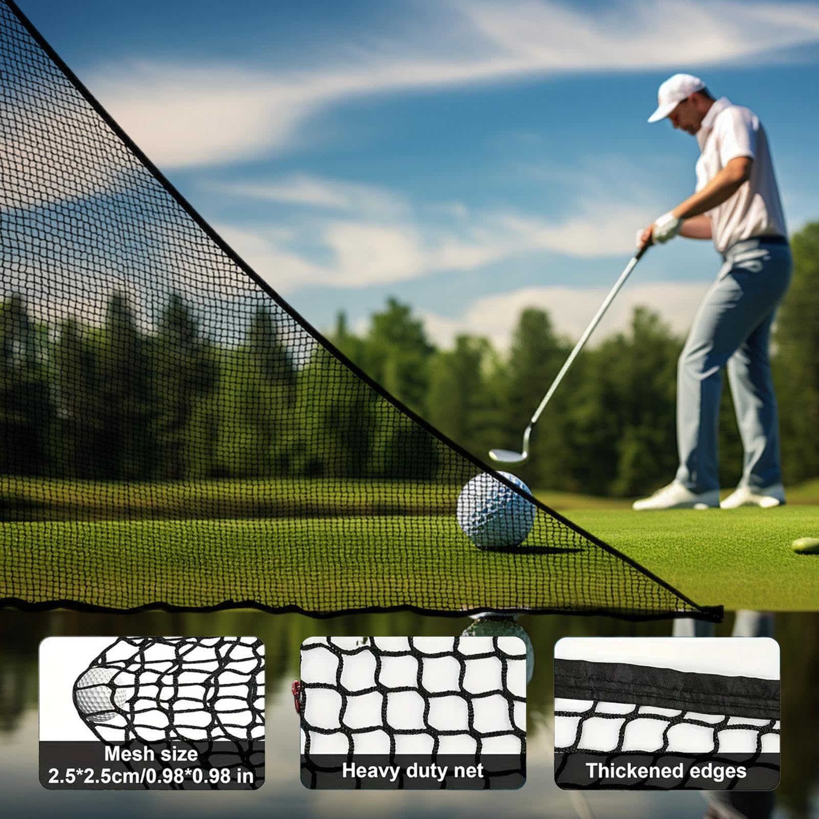 Golf Abweisnetz | 2.1x2.1m Golf Seitennetz Barriere für Draußen,Trainingsnetz für Abschlagübungen Driving Range Sportanlagen Spieler drinnen und draußen