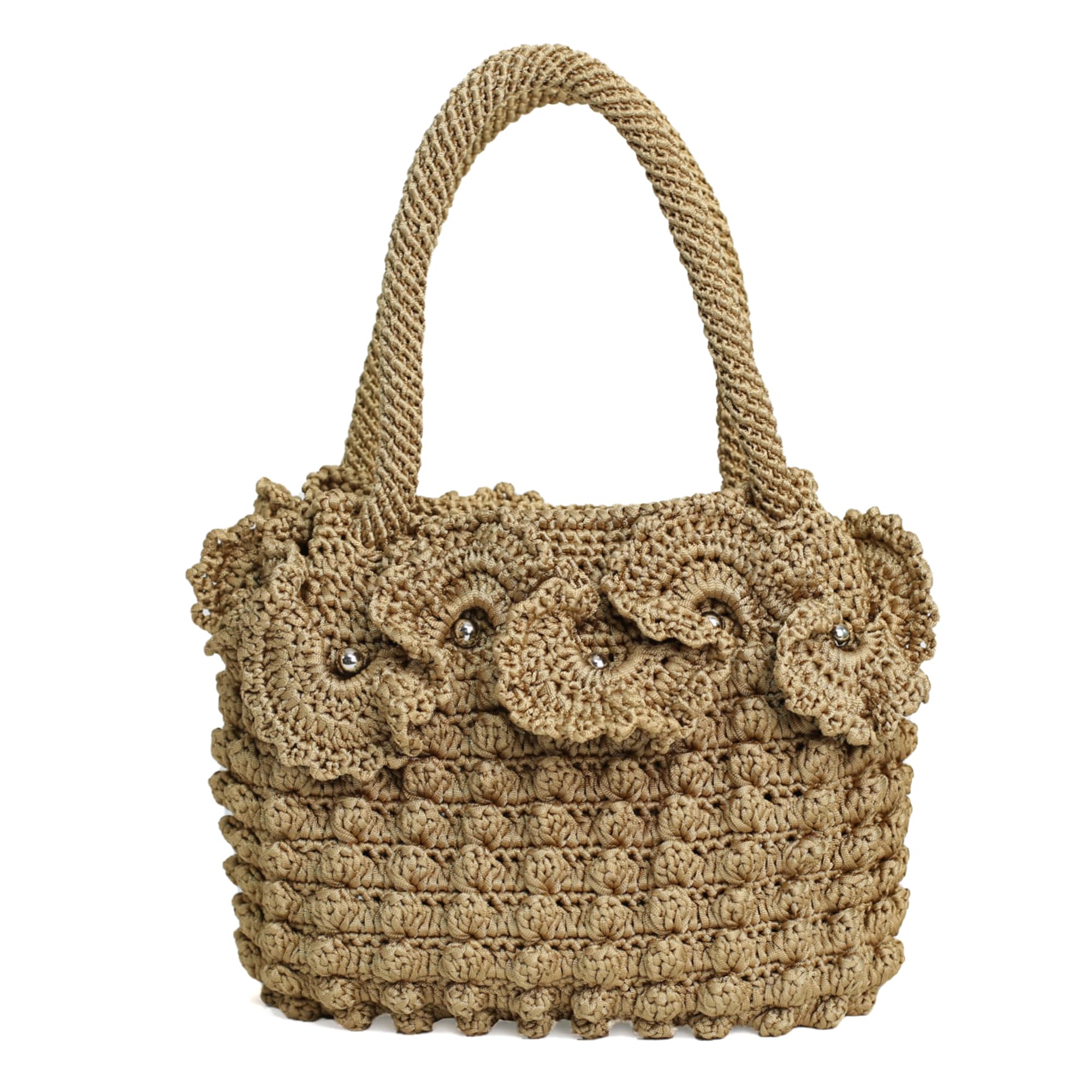 OCCIENTEC Damen Handtasche mit Magnetverschluss Kleine Gewebte Tragetasche für Damen mit verstärktem Boden Handgestrickte Tasche Gehäkelt Handgelenkstaschen