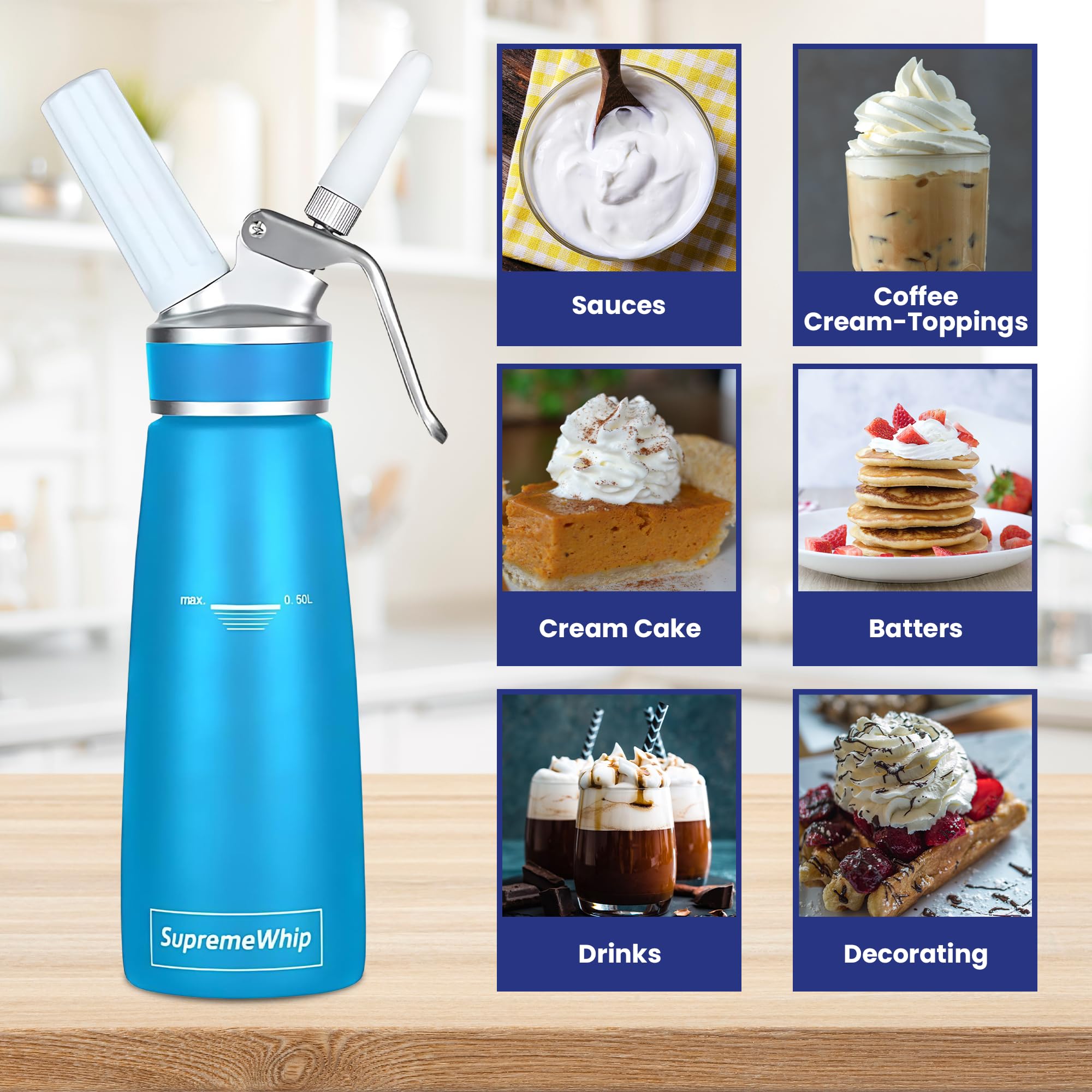 Amazon.com: Aluminum Pro Metal Whipped Cream Dispenser, 500ml