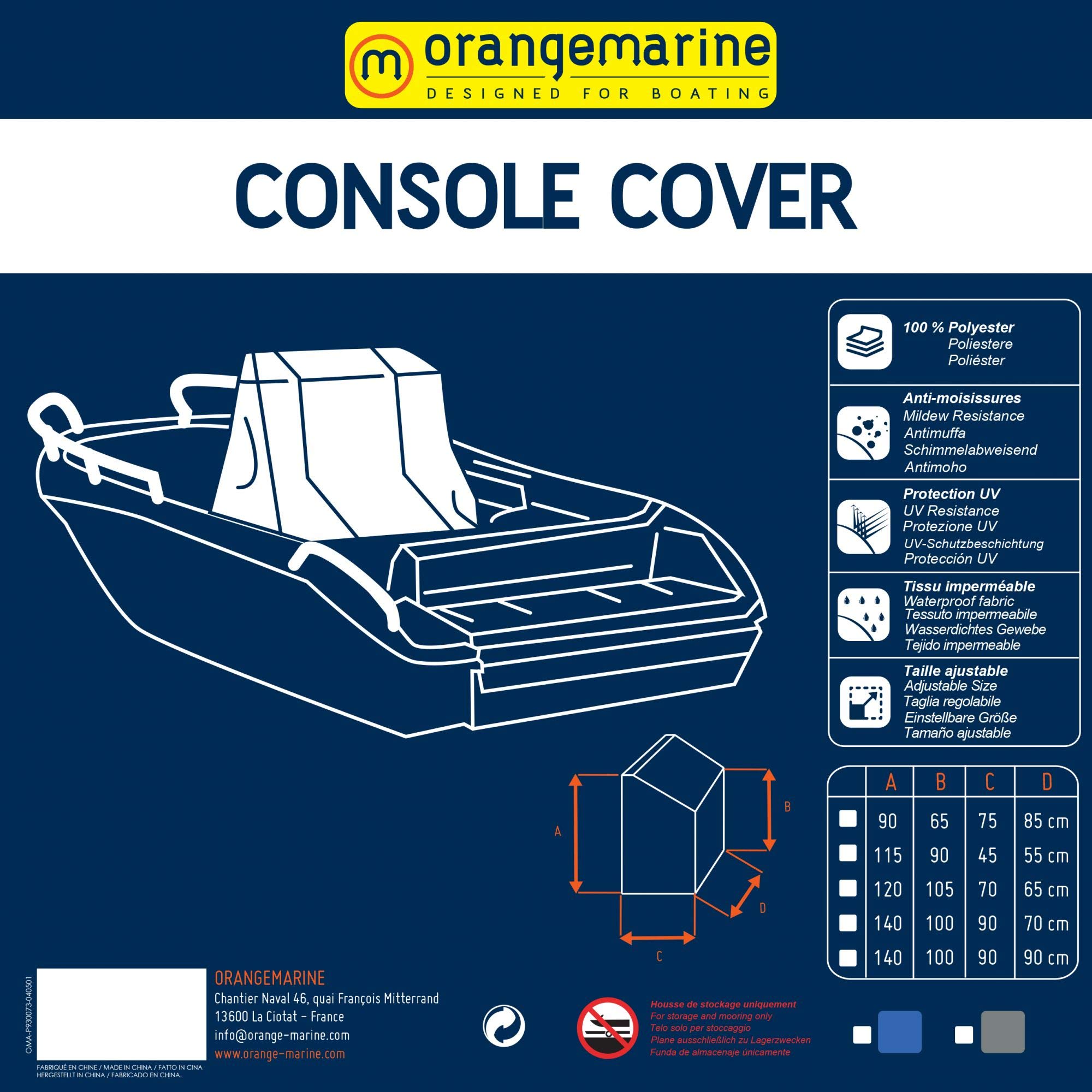 Housse Console Bateau Orangemarine Gris 140x90 - Protection Hivernage Panneau Commande