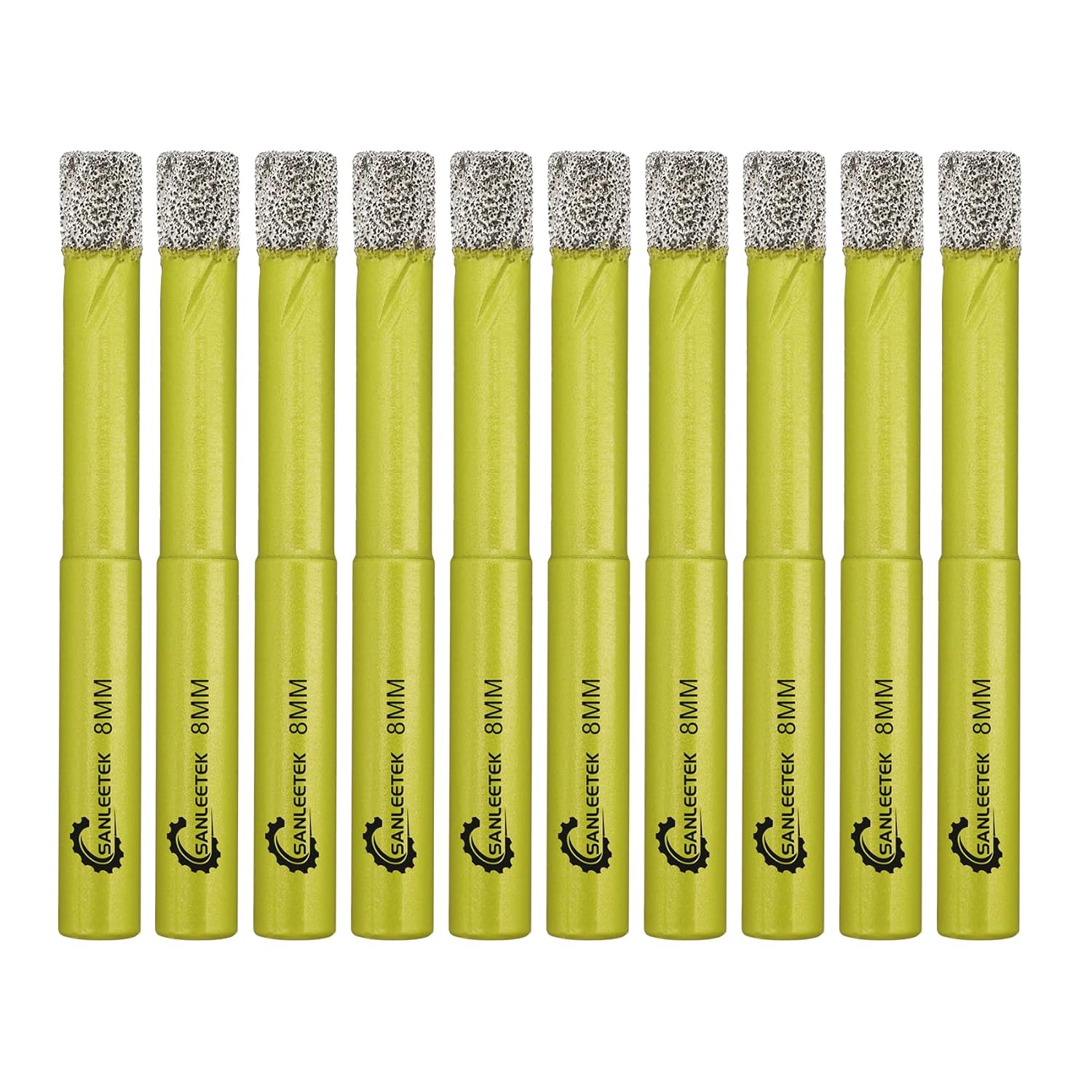 Dry Diamond Drill Bits Set - 10pcs 1/4"(8mm) Diamond Hole Saw Kit with Round Shank for Marble Granite Ceramic Porcelain Tile Quartz SANLEETEK