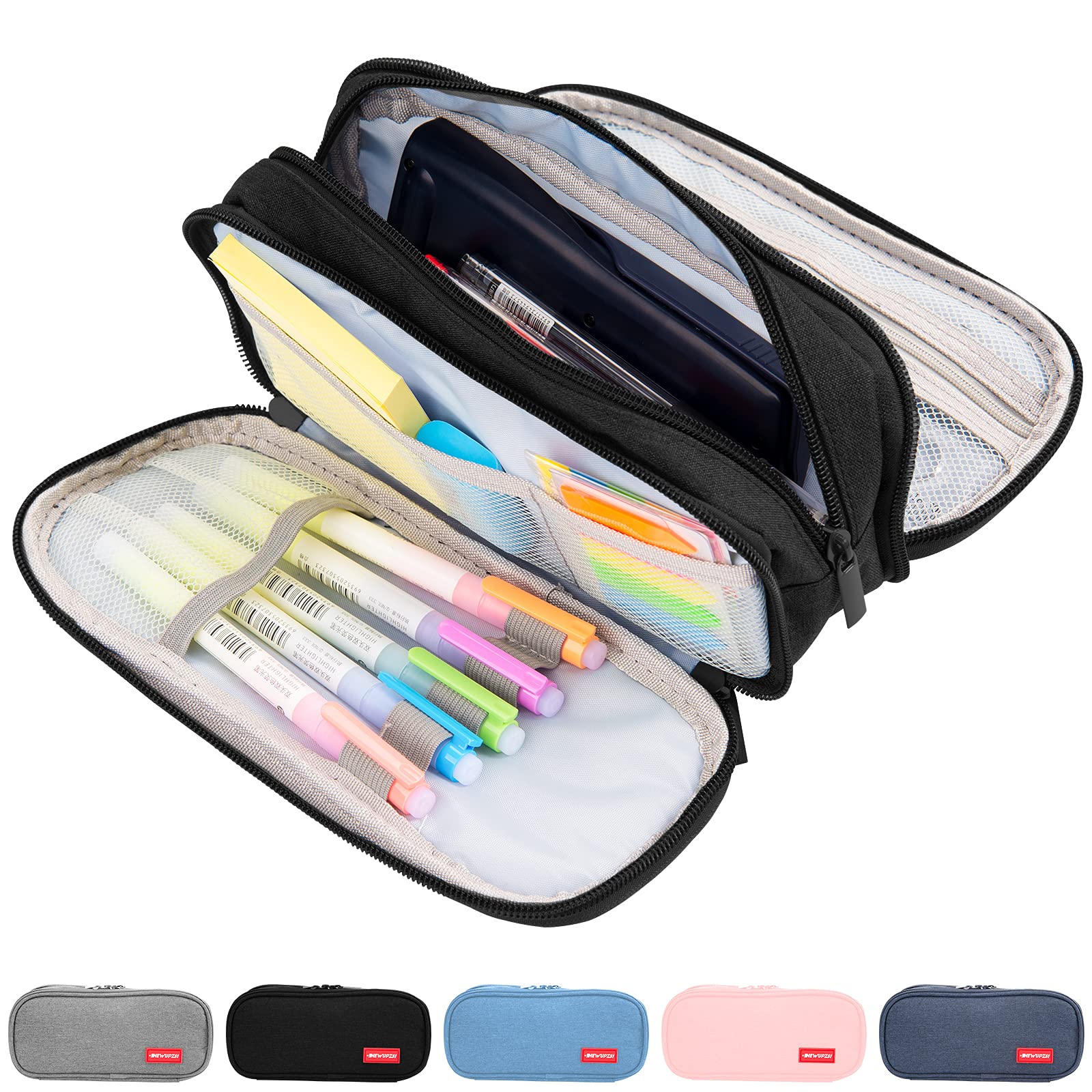 Estuche Escolar 3 Compartimentos negro navidad regalos originales para Niñas Niños Estuche Escolar Grande Capacidad Organizadora de Papelería triple oxford para Niños Adolescentes Estudiantes