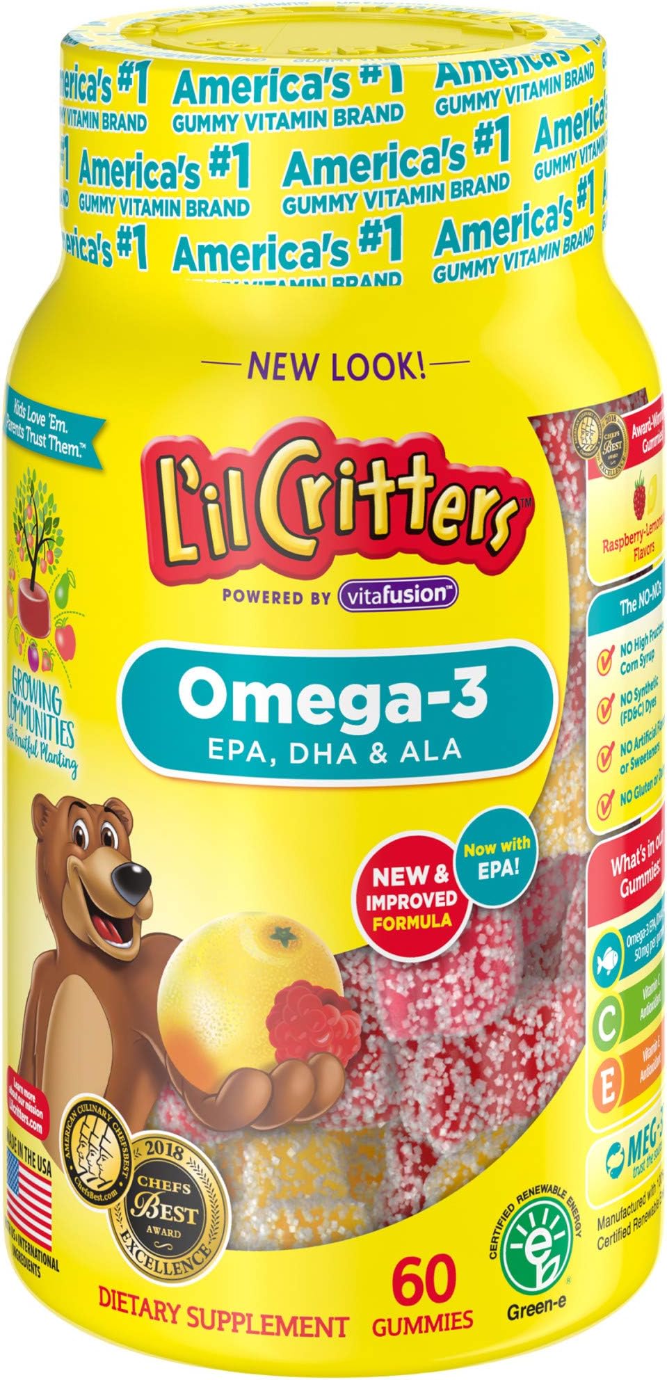 Omega-3 DHA, Lemonade,Chewable, 60 Count, Pack of 2