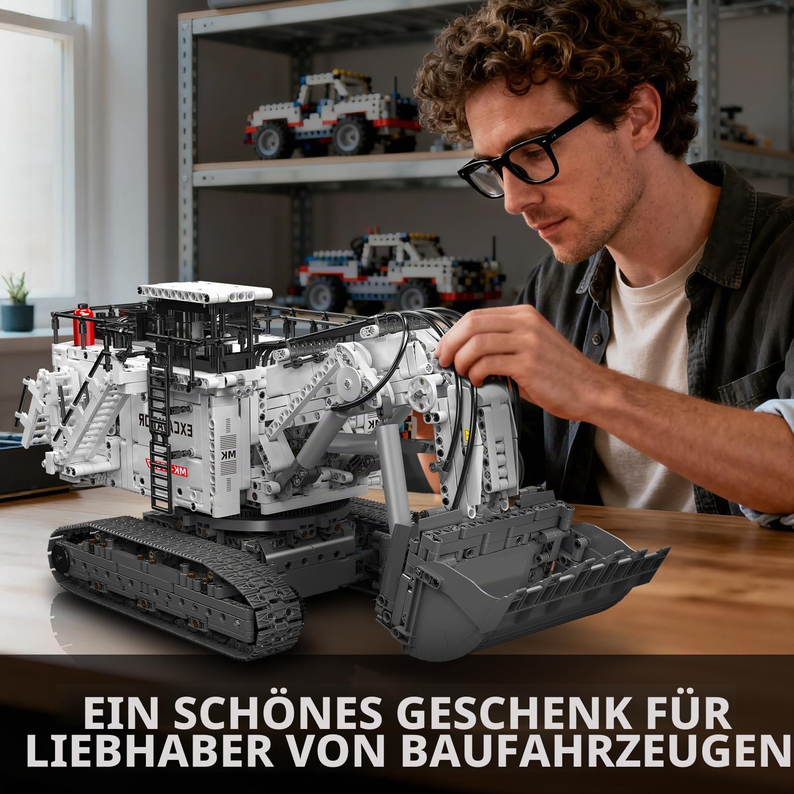 Mould King 17067 Technik Raupenkran Bagger, Ferngesteuertes Baufahrzeug-Modell mit Control+ App, Bagger Modellbausatz für Erwachsene (3567 Teile)