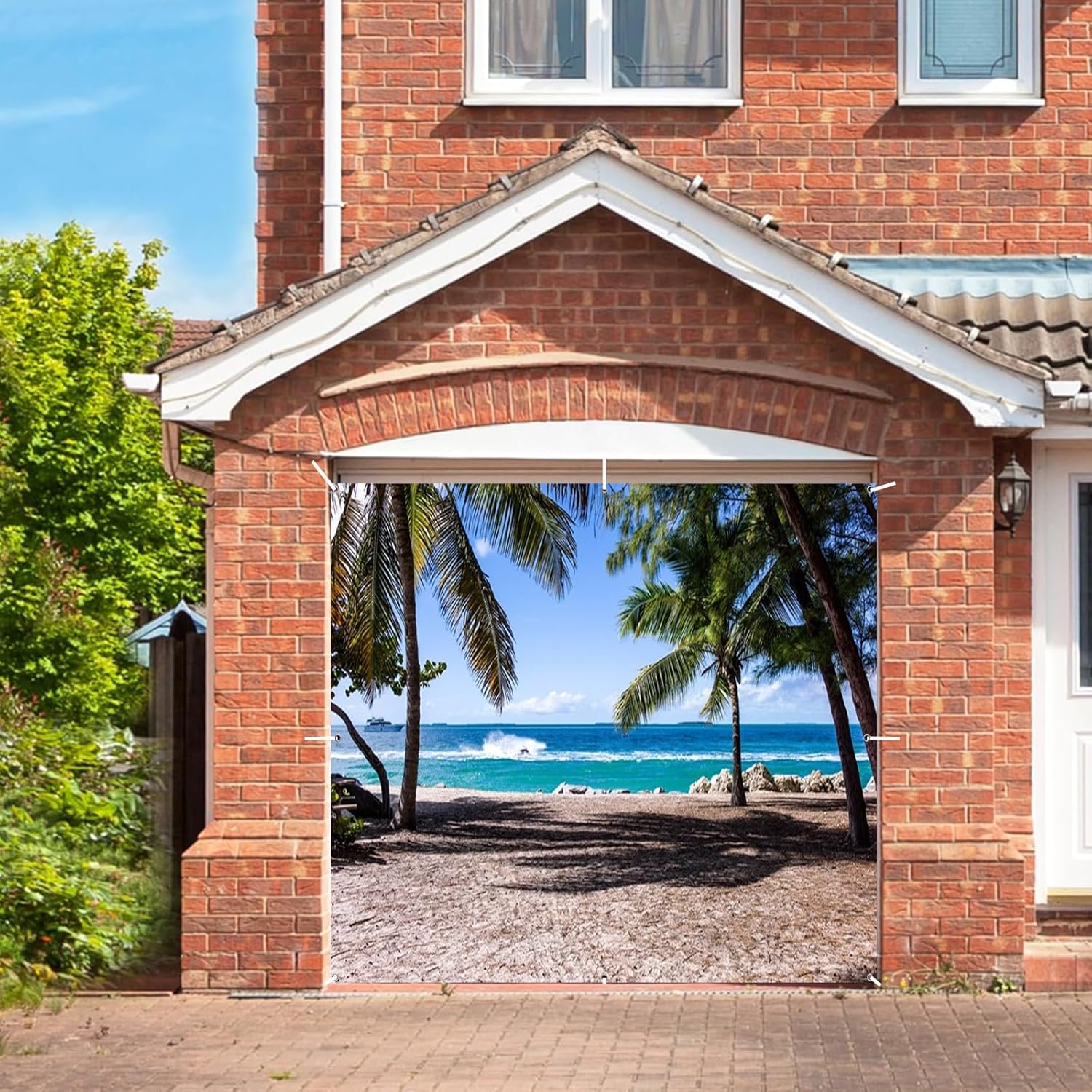 Hawaiian Beach Ocean Garage Door Cover Banner Decorations Backdrop 6x8ft Summer Tropical Palm Tree Sea Garage Door Cover Wedding Outdoor Birthday Party Baby Shower Garage Door Props Supplies