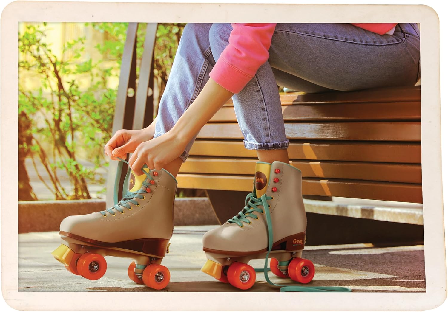 GEM QUAD ROLLER SKATES - CREAM, Size 7-10