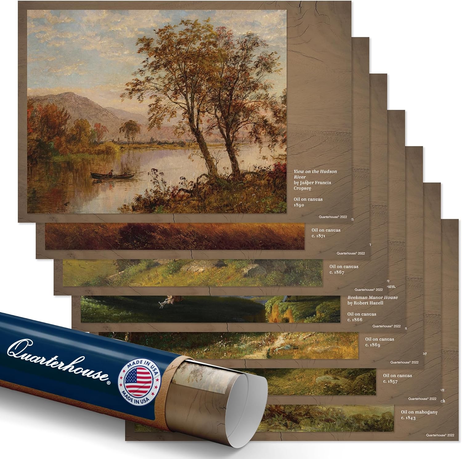 Quarterhouse 8 Poster Hudson School Set, Art Classroom Learning Materials for K-12 Students and Teachers, 12 x 18 Inches, Made in USA